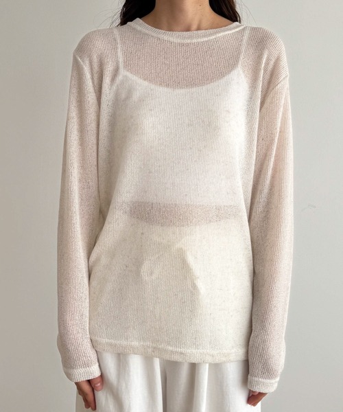 CANAL JEAN（キャナルジーン）の「El mar　リネン混リブロングTシャツ（Tシャツ/カットソー・レディース・オートミール/イエロー/ピンク/ブラック/グレー・ONE SIZE）」の17枚目の写真