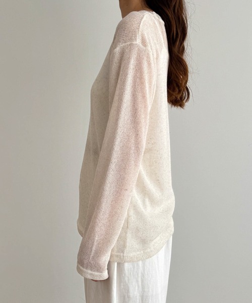 CANAL JEAN（キャナルジーン）の「El mar　リネン混リブロングTシャツ（Tシャツ/カットソー・レディース・オートミール/イエロー/ピンク/ブラック/グレー・ONE SIZE）」の18枚目の写真