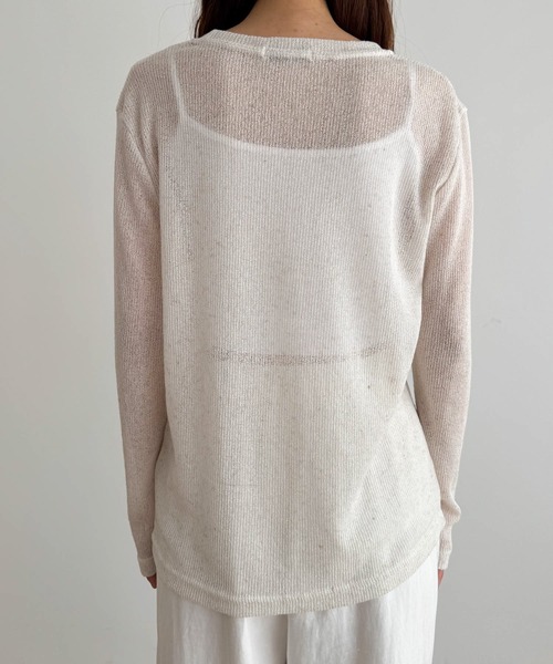 CANAL JEAN（キャナルジーン）の「El mar　リネン混リブロングTシャツ（Tシャツ/カットソー・レディース・オートミール/イエロー/ピンク/ブラック/グレー・ONE SIZE）」の19枚目の写真