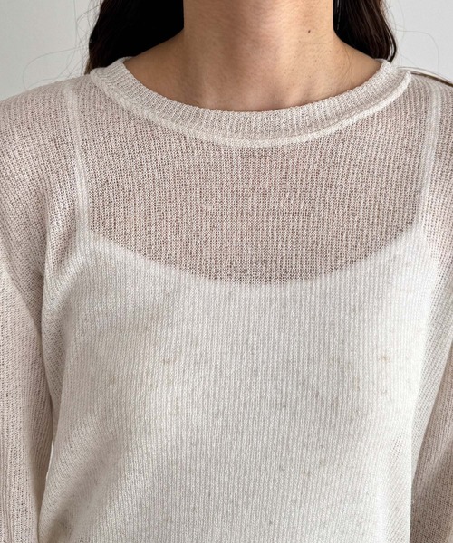 CANAL JEAN（キャナルジーン）の「El mar　リネン混リブロングTシャツ（Tシャツ/カットソー・レディース・オートミール/イエロー/ピンク/ブラック/グレー・ONE SIZE）」の20枚目の写真