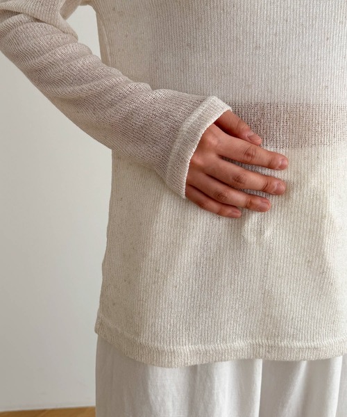 CANAL JEAN（キャナルジーン）の「El mar　リネン混リブロングTシャツ（Tシャツ/カットソー・レディース・オートミール/イエロー/ピンク/ブラック/グレー・ONE SIZE）」の21枚目の写真