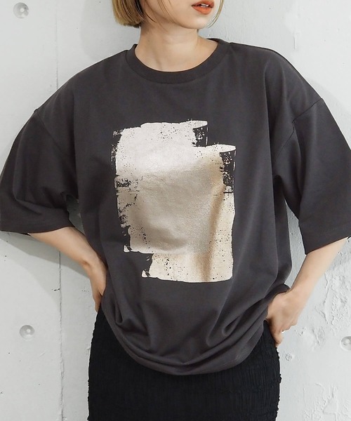 セール】箔プリント半袖BIGTシャツ（Tシャツ/カットソー