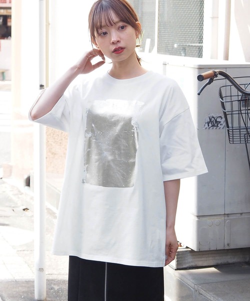 セール】箔プリント半袖BIGTシャツ（Tシャツ/カットソー