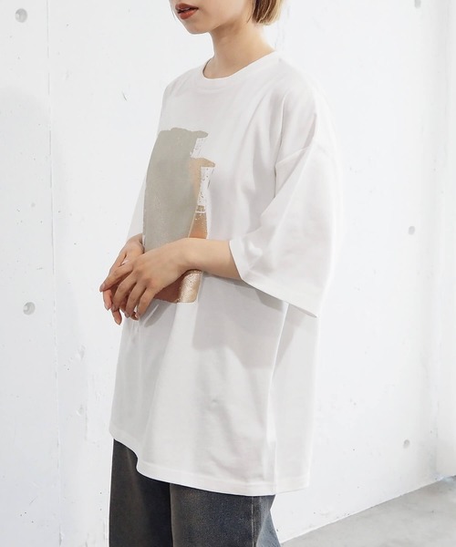 セール】箔プリント半袖BIGTシャツ（Tシャツ/カットソー