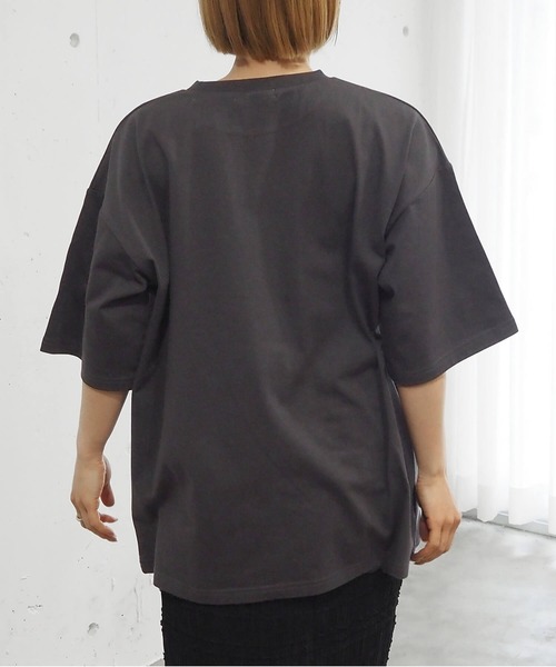 【SALEさん専用】　[SET]箔プリントBIGTシャツ+レイヤードデニム セール】オーバーサイズヴィンテージロゴ半袖メタリック箔