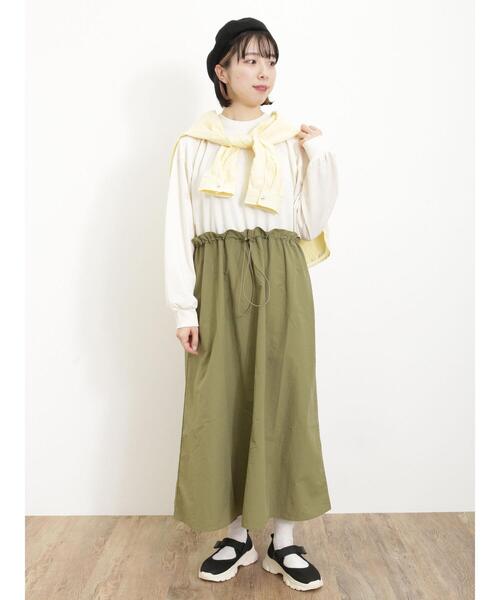 Samansa Mos2（サマンサ モスモス）の「◎ドッキング裏毛ワンピース（ワンピース・レディース・キナリ/カーキ/ブラック・F）」の4枚目の写真