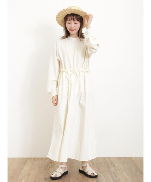 Samansa Mos2（サマンサ モスモス）の「◎ドッキング裏毛ワンピース（ワンピース・レディース・キナリ/カーキ/ブラック・F）」の5枚目の写真