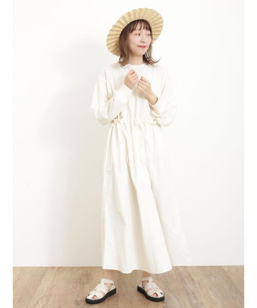 Samansa Mos2（サマンサ モスモス）の「◎ドッキング裏毛ワンピース（ワンピース・レディース・キナリ/カーキ/ブラック・F）」の6枚目の写真