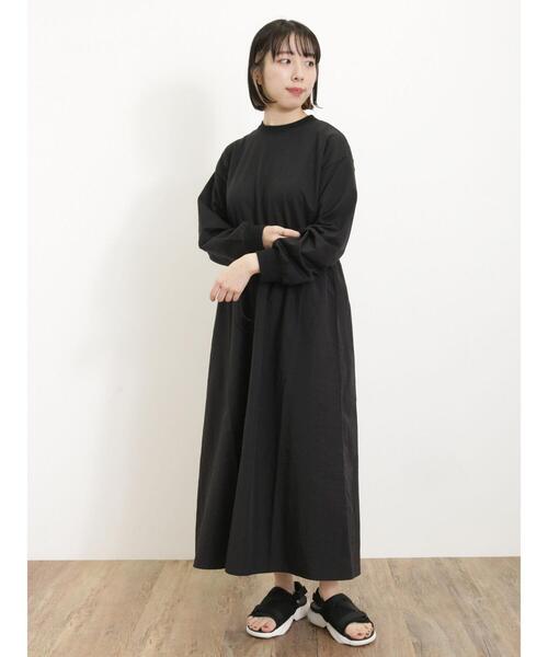 Samansa Mos2（サマンサ モスモス）の「◎ドッキング裏毛ワンピース（ワンピース・レディース・キナリ/カーキ/ブラック・F）」の9枚目の写真