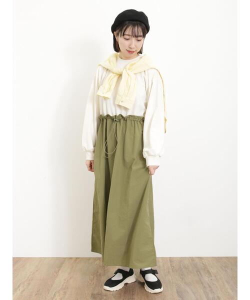 Samansa Mos2（サマンサ モスモス）の「◎ドッキング裏毛ワンピース（ワンピース・レディース・キナリ/カーキ/ブラック・F）」の13枚目の写真