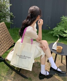 配色エコトートバッグ ロゴプリント スクールバッグ
