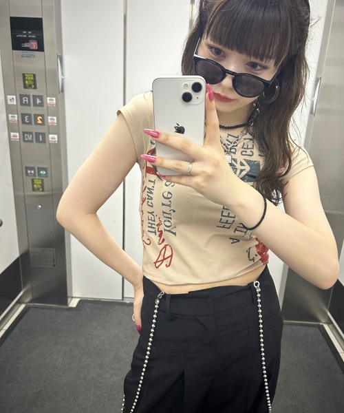 JEANASIS（ジーナシス）の「【ZOZO限定】ヴィンテージロゴチビTEE/119090（Tシャツ/カットソー・レディース・ブラック系その他/ブルー系その他/ピンク系その他/ベージュ系その他・FREE）」の9枚目の写真