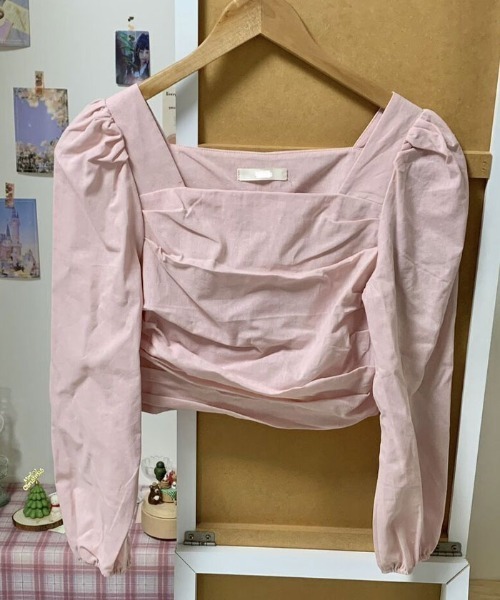 VIVID LADY（ビビッドレディー）の「スクエアネックブラウス長袖 レディース クロップド丈（シャツ/ブラウス・レディース・ブラック/アイボリー/ピンク・FREE）」の22枚目の写真