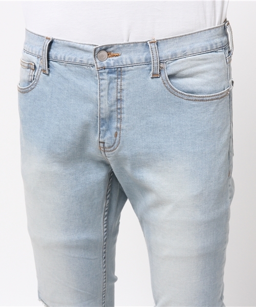 WEGO(ウィゴー)の「WEGO/ クラッシュスキニーパンツ(デニムパンツ・メンズ・ライトインディゴブルー/ホワイト/ブラック・MEDIUM/LARGE)」の9枚目の写真