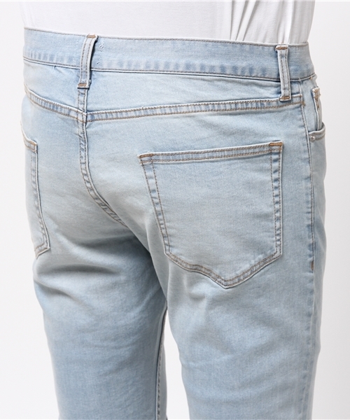 WEGO(ウィゴー)の「WEGO/ クラッシュスキニーパンツ(デニムパンツ・メンズ・ライトインディゴブルー/ホワイト/ブラック・MEDIUM/LARGE)」の10枚目の写真