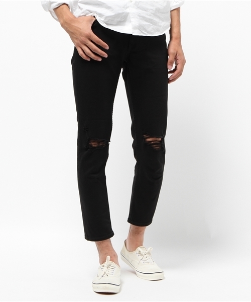 WEGO(ウィゴー)の「WEGO/ クラッシュスキニーパンツ(デニムパンツ・メンズ・ライトインディゴブルー/ホワイト/ブラック・MEDIUM/LARGE)」の17枚目の写真