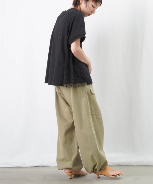 tシャツ フロッキードット指ぬき袖カットソー レディース LUCA/LADY LUCK LUCA（ルカ/レディラックルカ）の「LC/LLL