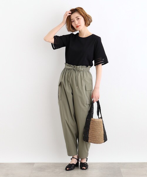 grove（グローブ）の「◆【洗える・接触冷感・UV】袖刺繍デザインTシャツ（Tシャツ/カットソー・レディース・オフホワイト/ブラック/ブラウン系その他6/サックスブルー・01/02/03/04/05）」の6枚目の写真