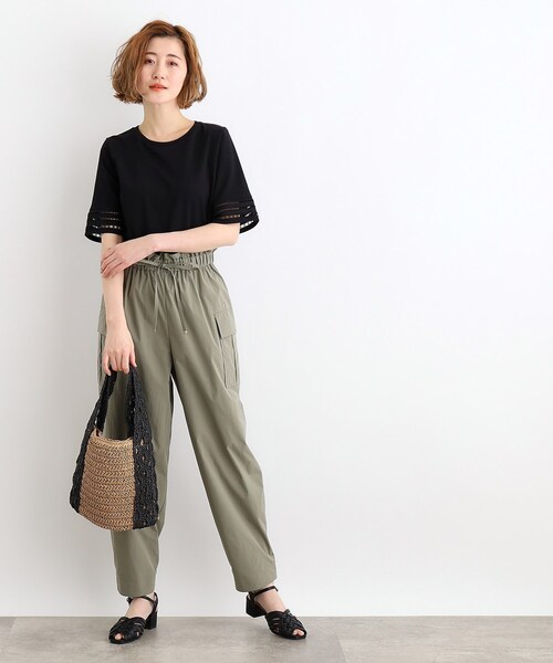grove（グローブ）の「◆【洗える・接触冷感・UV】袖刺繍デザインTシャツ（Tシャツ/カットソー・レディース・オフホワイト/ブラック/ブラウン系その他6/サックスブルー・01/02/03/04/05）」の7枚目の写真
