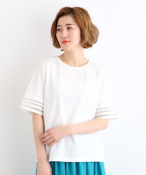 grove（グローブ）の「◆【洗える・接触冷感・UV】袖刺繍デザインTシャツ（Tシャツ/カットソー・レディース・オフホワイト/ブラック/ブラウン系その他6/サックスブルー・01/02/03/04/05）」の21枚目の写真