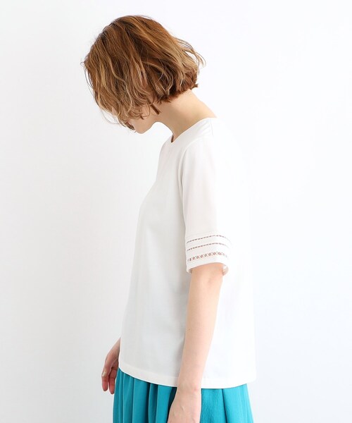 grove（グローブ）の「◆【洗える・接触冷感・UV】袖刺繍デザインTシャツ（Tシャツ/カットソー・レディース・オフホワイト/ブラック/ブラウン系その他6/サックスブルー・01/02/03/04/05）」の22枚目の写真