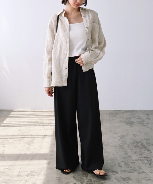 evernavy（エバーネイビー）の「リネンオーバーサイズシャツ（シャツ/ブラウス・レディース・グレイッシュベージュ/ネイビー/オートミール/ホワイト/カーキ・L/M）」の14枚目の写真