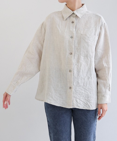 【美品】イエナ　リネンシャツ　オーバーサイズ　白 セール】リネンオーバーサイズシャツ（シャツ/ブラウス