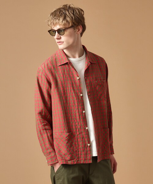 40ｃｔ＆525（フォーティーカラッツアンドゴーニーゴ）の「◆【Sサイズ～】リネンギンガムシャツ（シャツ/ブラウス・メンズ・レッド系3・03/02/04）」の4枚目の写真