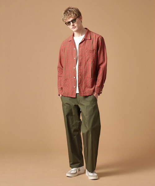 40ｃｔ＆525（フォーティーカラッツアンドゴーニーゴ）の「◆【Sサイズ～】リネンギンガムシャツ（シャツ/ブラウス・メンズ・レッド系3・03/02/04）」の5枚目の写真