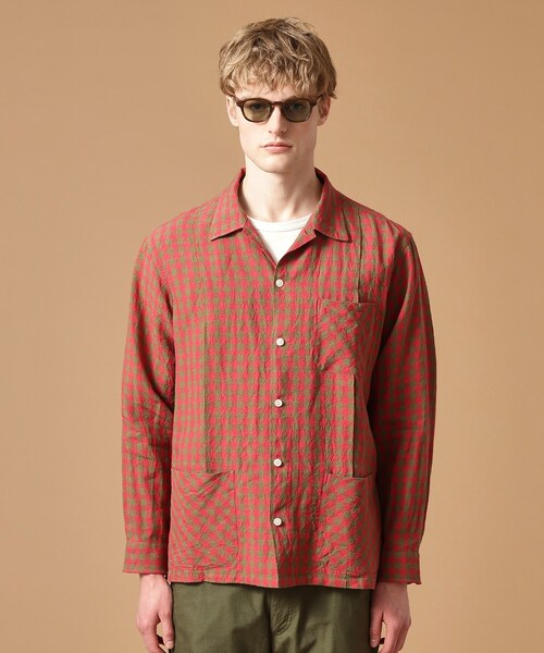 40ｃｔ＆525（フォーティーカラッツアンドゴーニーゴ）の「◆【Sサイズ～】リネンギンガムシャツ（シャツ/ブラウス・メンズ・レッド系3・03/02/04）」の7枚目の写真