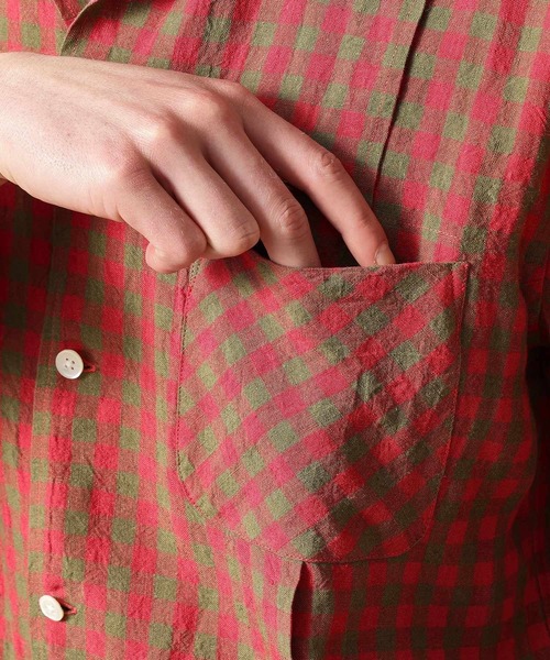 40ｃｔ＆525（フォーティーカラッツアンドゴーニーゴ）の「◆【Sサイズ～】リネンギンガムシャツ（シャツ/ブラウス・メンズ・レッド系3・03/02/04）」の13枚目の写真