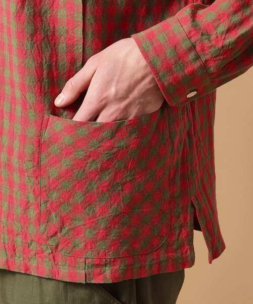 40ｃｔ＆525（フォーティーカラッツアンドゴーニーゴ）の「◆【Sサイズ～】リネンギンガムシャツ（シャツ/ブラウス・メンズ・レッド系3・03/02/04）」の14枚目の写真