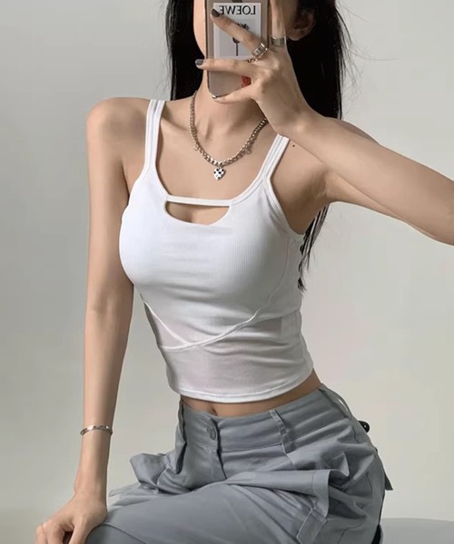 LA PEAU DE GEM フロントカットキャミソール la peau de gem キャミソール 「LA PEAU DE GEM」shining