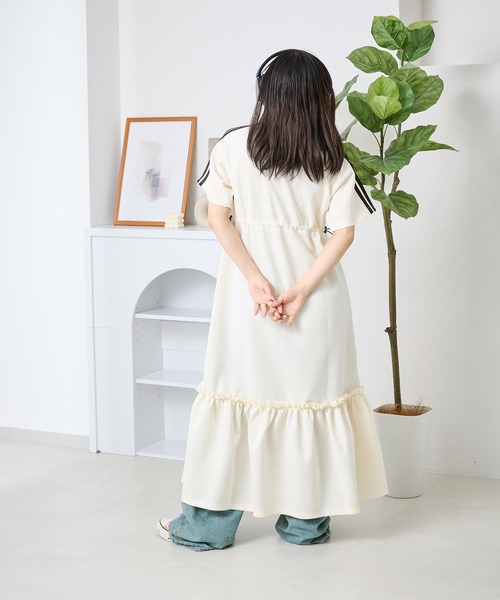 ハーフジップトラックティアードワンピース（ワンピース）｜kutir