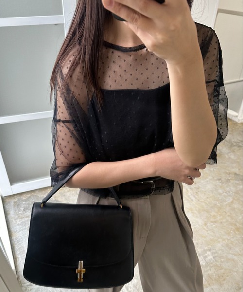 I_am(アイアム)の「cami set tulle tops / キャミセットチュールトップス(Tシャツ/カットソー・レディース・ドット/チャコール/ホワイト・FREE)」の10枚目の写真