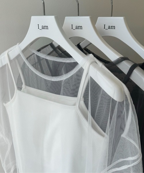 I_am(アイアム)の「cami set tulle tops / キャミセットチュールトップス(Tシャツ/カットソー・レディース・ドット/チャコール/ホワイト・FREE)」の9枚目の写真