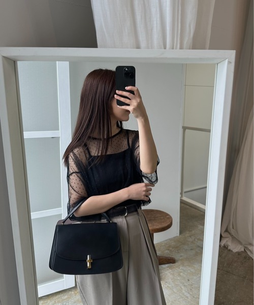 I_am(アイアム)の「cami set tulle tops / キャミセットチュールトップス(Tシャツ/カットソー・レディース・ドット/チャコール/ホワイト・FREE)」の8枚目の写真