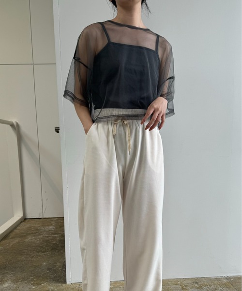 I_am(アイアム)の「cami set tulle tops / キャミセットチュールトップス(Tシャツ/カットソー・レディース・ドット/チャコール/ホワイト・FREE)」の6枚目の写真