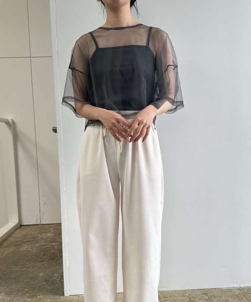 I_am(アイアム)の「cami set tulle tops / キャミセットチュールトップス(Tシャツ/カットソー・レディース・ドット/チャコール/ホワイト・FREE)」の5枚目の写真