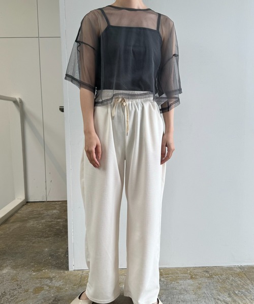 I_am(アイアム)の「cami set tulle tops / キャミセットチュールトップス(Tシャツ/カットソー・レディース・ドット/チャコール/ホワイト・FREE)」の4枚目の写真