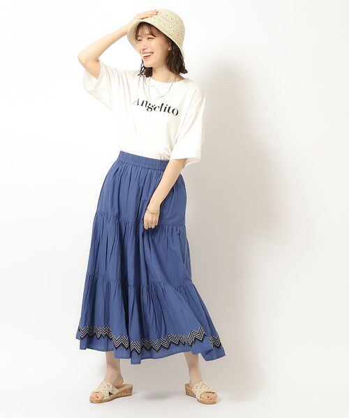 SHOO・LA・RUE（シューラルー）の「◆【洗える/インド綿100％】ふわっと揺れる ティアード刺繍スカート（スカート・レディース・ホワイト/ブルー系その他/レッド系/ブラック・00）」の19枚目の写真