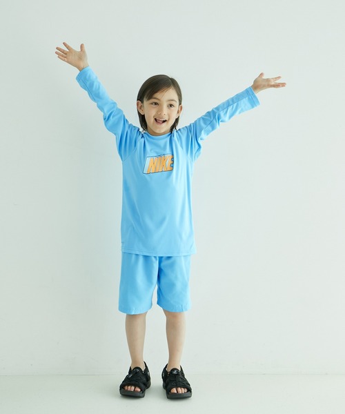 NIKE（ナイキ）の「【KIDS】【NIKE/ナイキ】3Dコンボ長袖ハイドロラッシュガード/セットアップ対応（ラッシュガード・キッズ・ブラック/サックスブルー・140/150/120/130）」の6枚目の写真