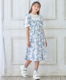 Amourire girl（アムリールガール）の「【セットアイテム】肩リボンシャーリングワンピース×Tシャツ（130㎝～160㎝）（Tシャツ/カットソー）」