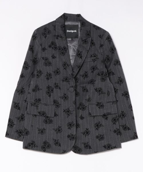 Desigual（デシグアル）の「フラワーデザインテーラードジャケット（テーラードジャケット・レディース・ブラック・S/M/L/XL/XS）」の2枚目の写真