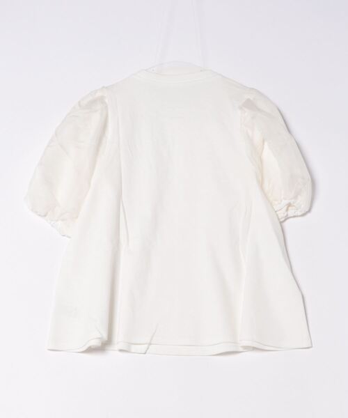 【着後レビューで 送料無料】 セール】オーガンジーパフスリーブ半袖トップス（Tシャツ トップス