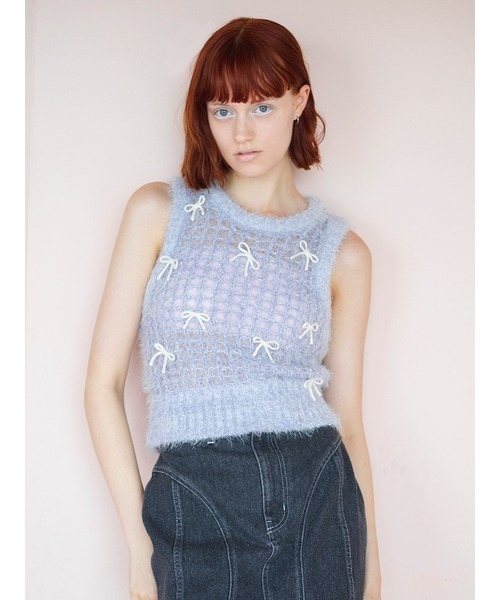 FURFUR（ファーファー）の「シャイニーリボンベスト（ベスト・レディース・ブラック/ピンク/ラベンダー・FREE）」の2枚目の写真