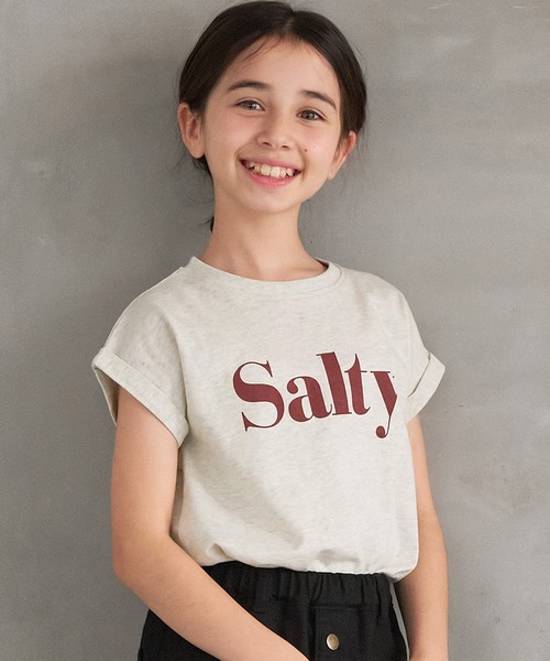 coca(coca)(コカ)の「キッズ 親子お揃いフレンチスリーブロゴTシャツ(Tシャツ/カットソー・キッズ・チャコール/ホワイト/オートミール/アイボリー・140/120/150/130)」の4枚目の写真