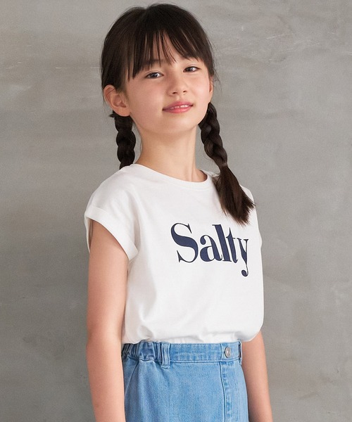 coca(coca)(コカ)の「キッズ 親子お揃いフレンチスリーブロゴTシャツ(Tシャツ/カットソー・キッズ・チャコール/ホワイト/オートミール/アイボリー・140/120/150/130)」の2枚目の写真