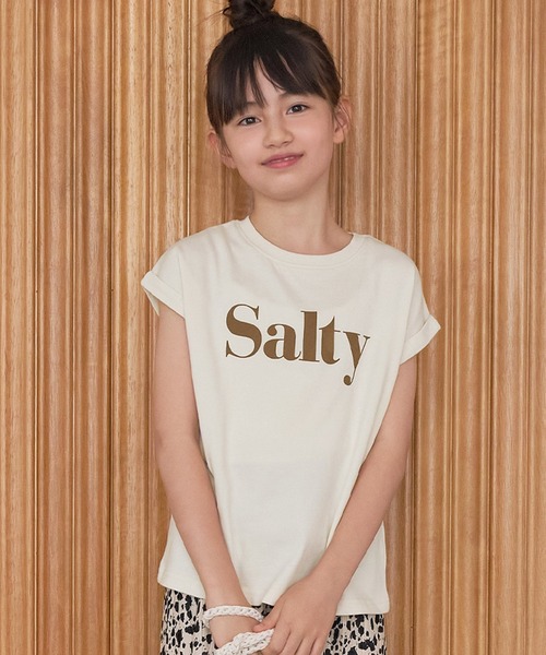 coca(coca)(コカ)の「キッズ 親子お揃いフレンチスリーブロゴTシャツ(Tシャツ/カットソー・キッズ・チャコール/ホワイト/オートミール/アイボリー・140/120/150/130)」の1枚目の写真