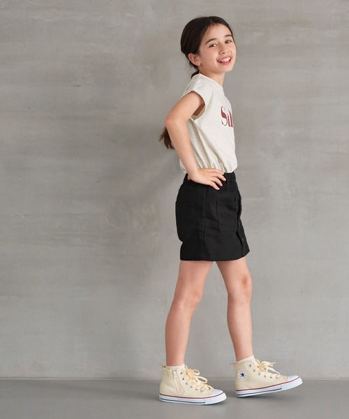 coca(coca)(コカ)の「キッズ 親子お揃いフレンチスリーブロゴTシャツ(Tシャツ/カットソー・キッズ・チャコール/ホワイト/オートミール/アイボリー・140/120/150/130)」の11枚目の写真